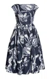 Erdem Printed Boatneck Cotton-blend Midi Dress In Multi