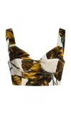 Erdem Printed Corset Bra Top In Brown