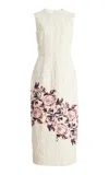 Erdem Printed Cotton-linen Midi Dress In Ivory