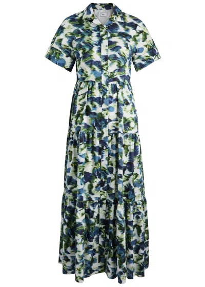 Erdem Printed Cotton Maxi Shirt Dress In Multi Floral