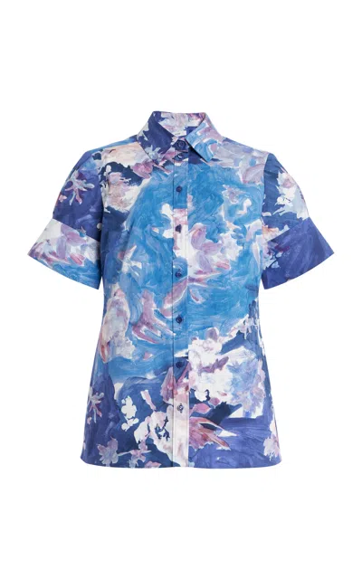 Erdem Printed Cotton Shirt In Blue