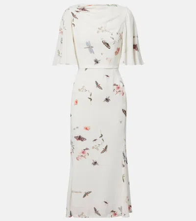 Erdem Printed Crêpe Midi Dress In White