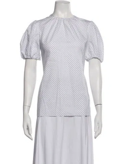 Pre-owned Erdem Printed Crew Neck Blouse In White