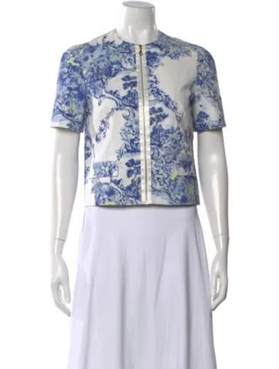 Pre-owned Erdem Printed Crew Neck Top In Multi