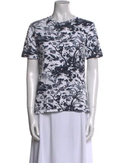 Pre-owned Erdem Printed Crew Neck T-shirt In White