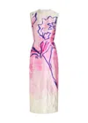 Erdem Printed Crinkled Satin Midi Dress In Pink