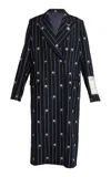 Erdem Printed Double-breasted Coat In Navy