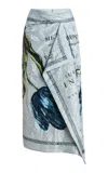 Erdem Printed Draped Midi Skirt In Multi