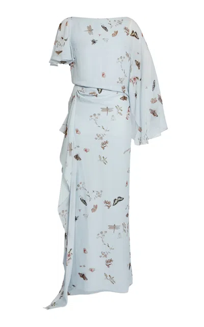 Erdem Printed Draped Silk Gown