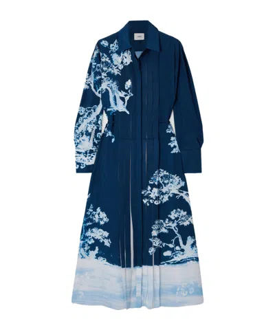 Erdem Floral-print Crepe De Chine Midi Shirt Dress In Black