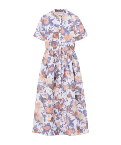 Erdem Floral-print Cotton-blend Taffeta Midi Shirt Dress In Multi