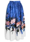 Erdem Womens Rose Cobalt Blue Floral Pleated Cotton-blend Midi Skirt In Blue