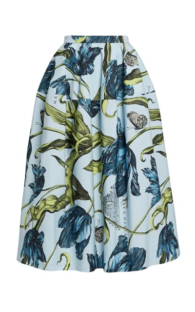 Erdem Printed Full-volume Organic-cotton Midi Skirt
