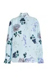 Erdem Printed Georgette Shirt In Blue