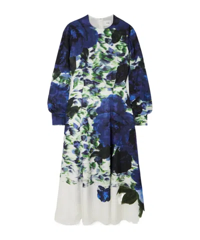 Erdem Printed Jacquard Dress In Blue