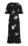 Erdem Printed Jersey Midi Dress In Black