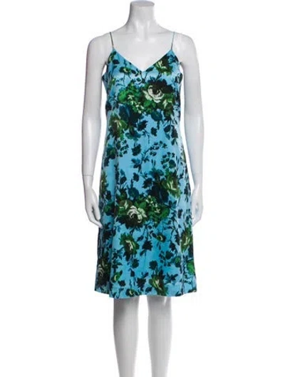 Pre-owned Erdem Printed Knee-length Dress In Blue