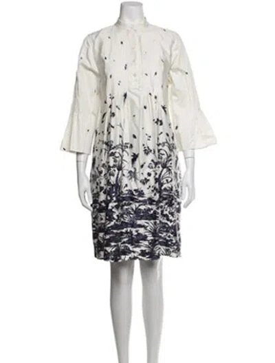Pre-owned Erdem Printed Knee-length Dress In White