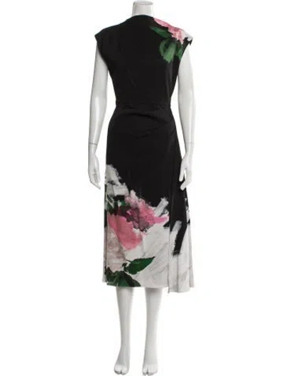 Pre-owned Erdem Printed Long Dress In Black