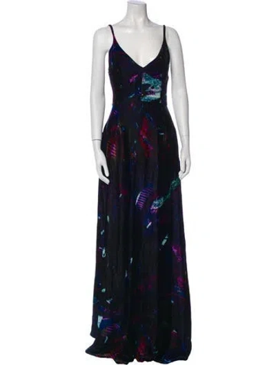 Pre-owned Erdem Printed Long Dress In Blue
