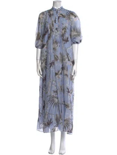Pre-owned Erdem Printed Long Dress In Blue