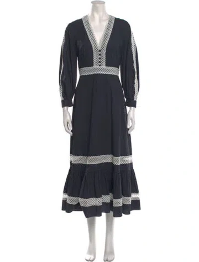 Pre-owned Erdem Printed Long Dress In Blue