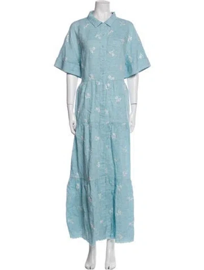 Pre-owned Erdem Printed Long Dress In Blue