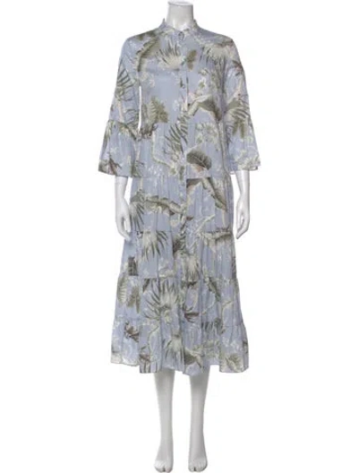 Pre-owned Erdem Printed Long Dress In Blue