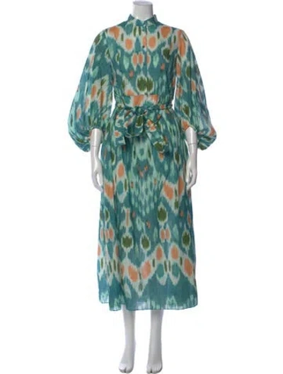 Pre-owned Erdem Printed Long Dress In Blue