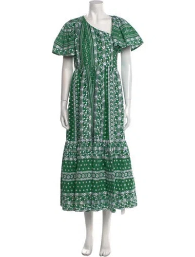 Pre-owned Erdem Printed Long Dress In Green