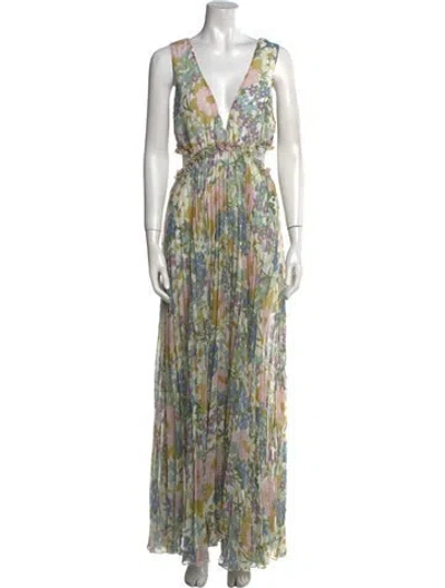 Pre-owned Erdem Printed Long Dress In Green
