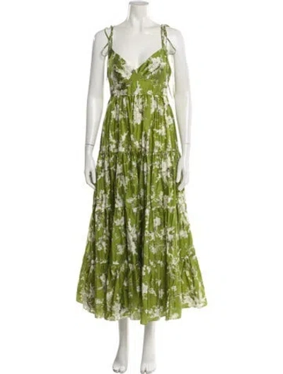 Pre-owned Erdem Printed Long Dress In Green