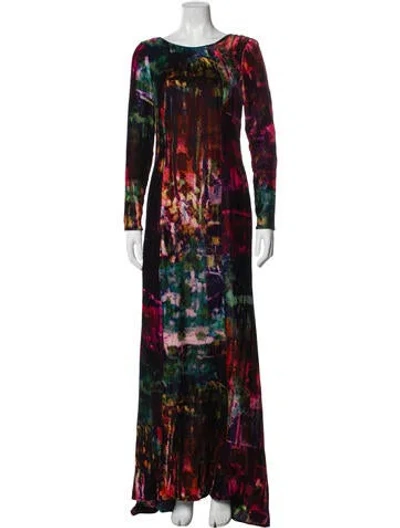 Pre-owned Erdem Printed Long Dress In Purple