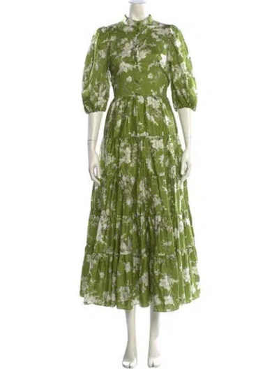 Pre-owned Erdem Printed Long Dress W/ Tags In Green