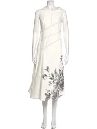 Pre-owned Erdem Printed Long Dress In White