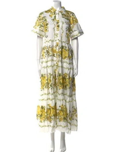 Pre-owned Erdem Printed Long Dress In White