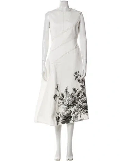 Pre-owned Erdem Printed Long Dress In White