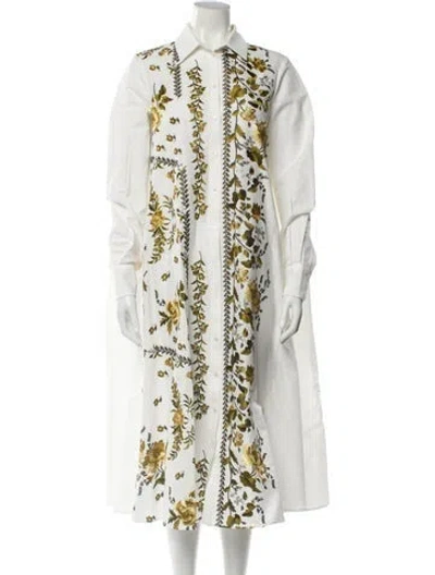 Pre-owned Erdem Printed Long Dress In White