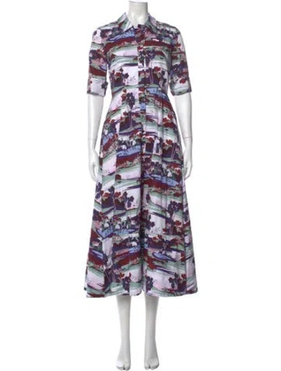 Pre-owned Erdem Printed Long Dress In White