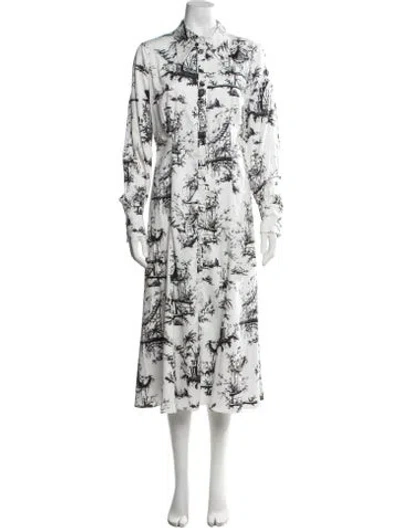 Pre-owned Erdem Printed Long Dress In White