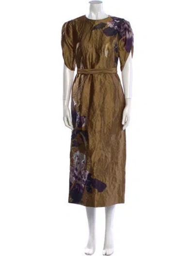 Pre-owned Erdem Printed Long Dress In Yellow