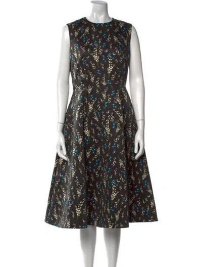 Pre-owned Erdem Printed Midi Length Dress In Black