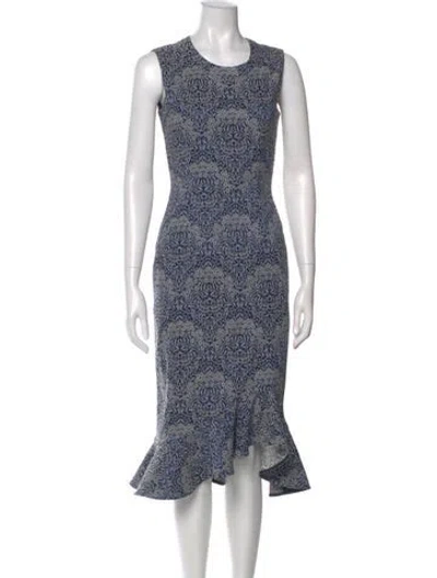 Pre-owned Erdem Printed Midi Length Dress In Blue