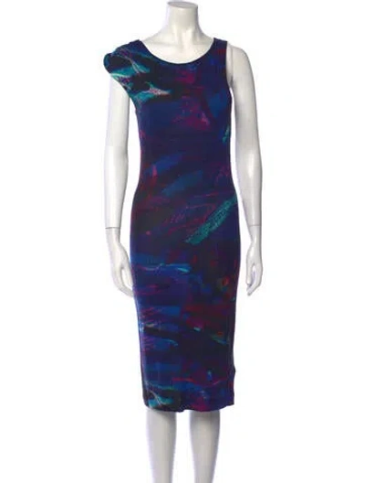 Pre-owned Erdem Printed Midi Length Dress In Blue