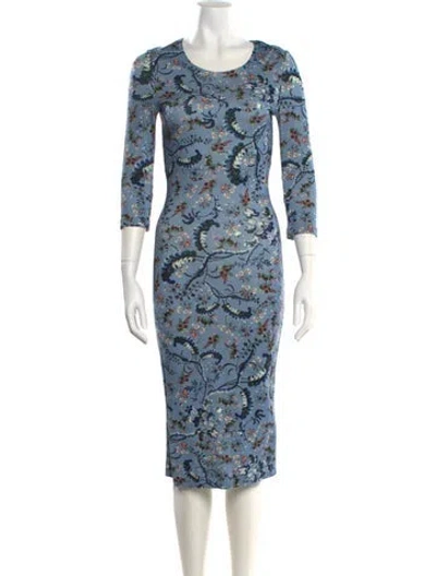 Pre-owned Erdem Printed Midi Length Dress In Blue
