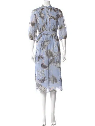 Pre-owned Erdem Printed Midi Length Dress In Blue