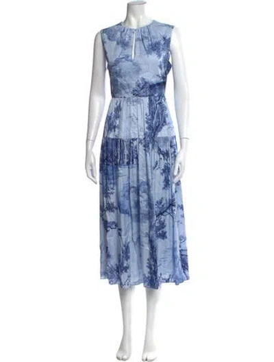 Pre-owned Erdem Printed Midi Length Dress In Blue
