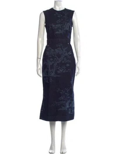 Pre-owned Erdem Printed Midi Length Dress In Blue