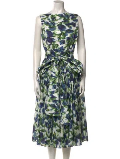 Pre-owned Erdem Printed Midi Length Dress In Green