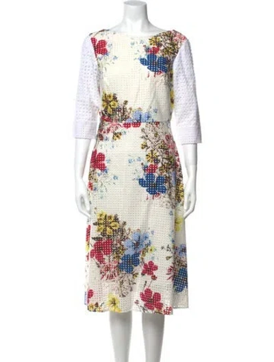 Pre-owned Erdem Printed Midi Length Dress In Neutral